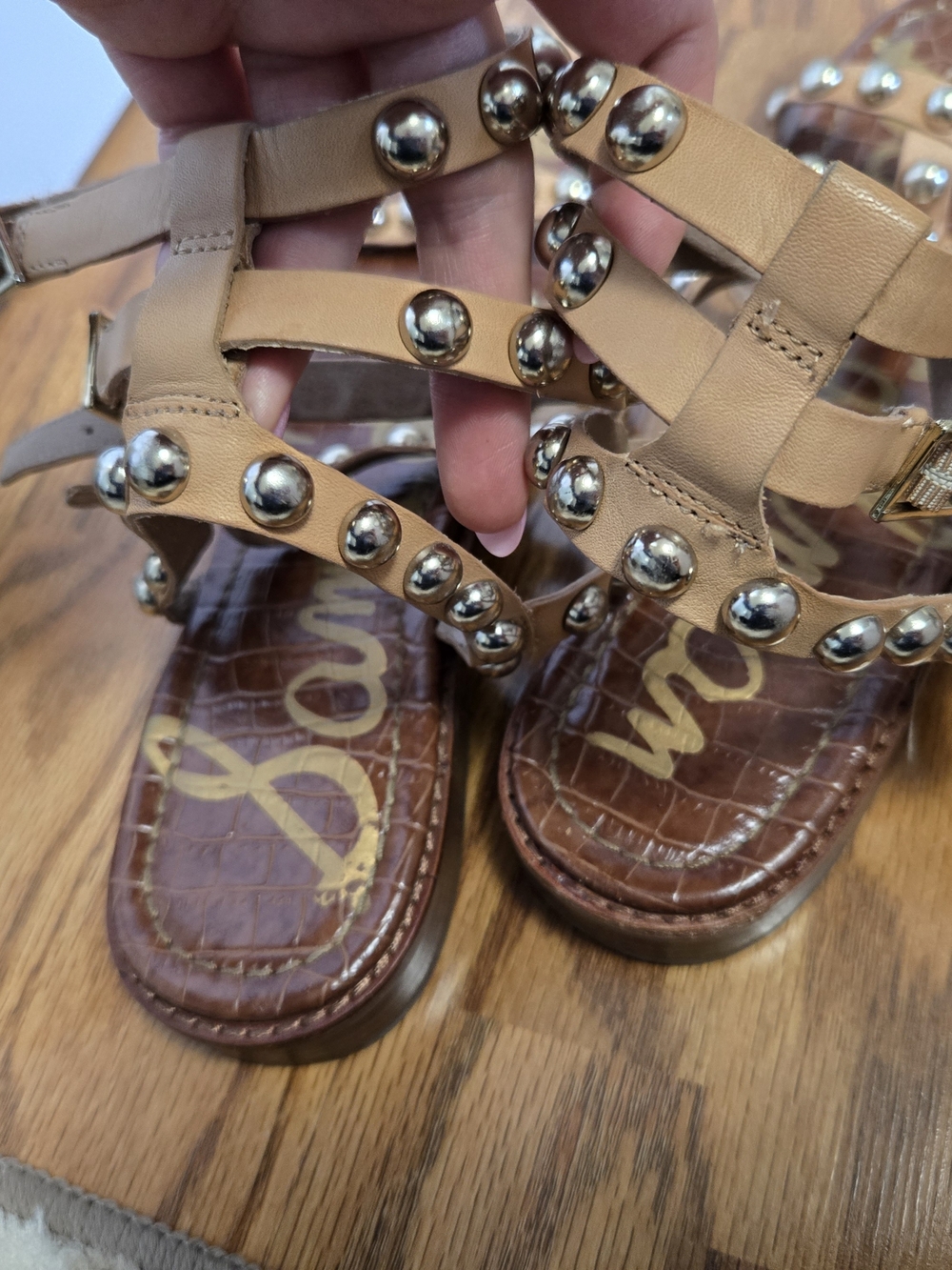 Sam Edelman Tan Studded Gladiator Sandals Women's Size 9 - Picture 3 of 7